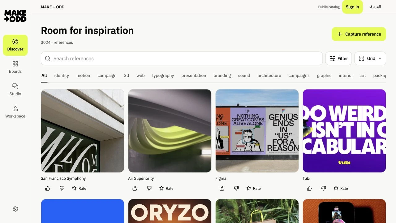 Actual screenshot of the published MAKE + ODD workspace, Discover section